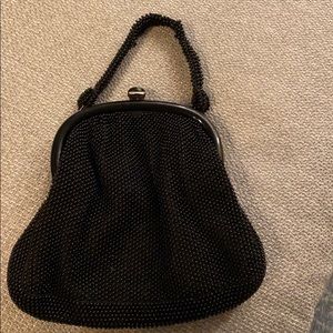 Vintage black beaded handbag